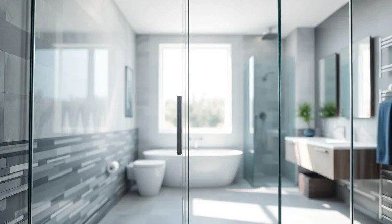 Visualize elegant glass shower doors enhancing a contemporary bathroom design.