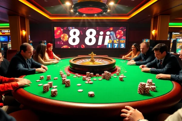 Players enjoying a vibrant poker night at 88ii casino, highlighting excitement and betting strategies.