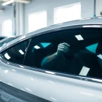 Transform your vehicle with professional window tint Chattanooga, showcasing a technician in action.