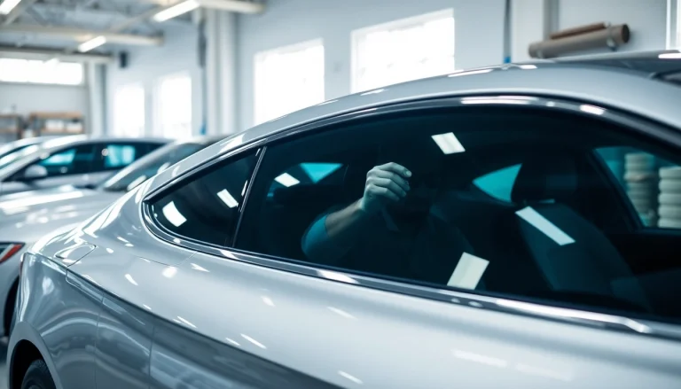 Transform your vehicle with professional window tint Chattanooga, showcasing a technician in action.