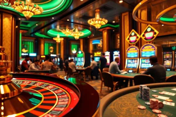 Experience the luxury of gambling at https://vj88vn.com/ with a dynamic casino scene filled with action.