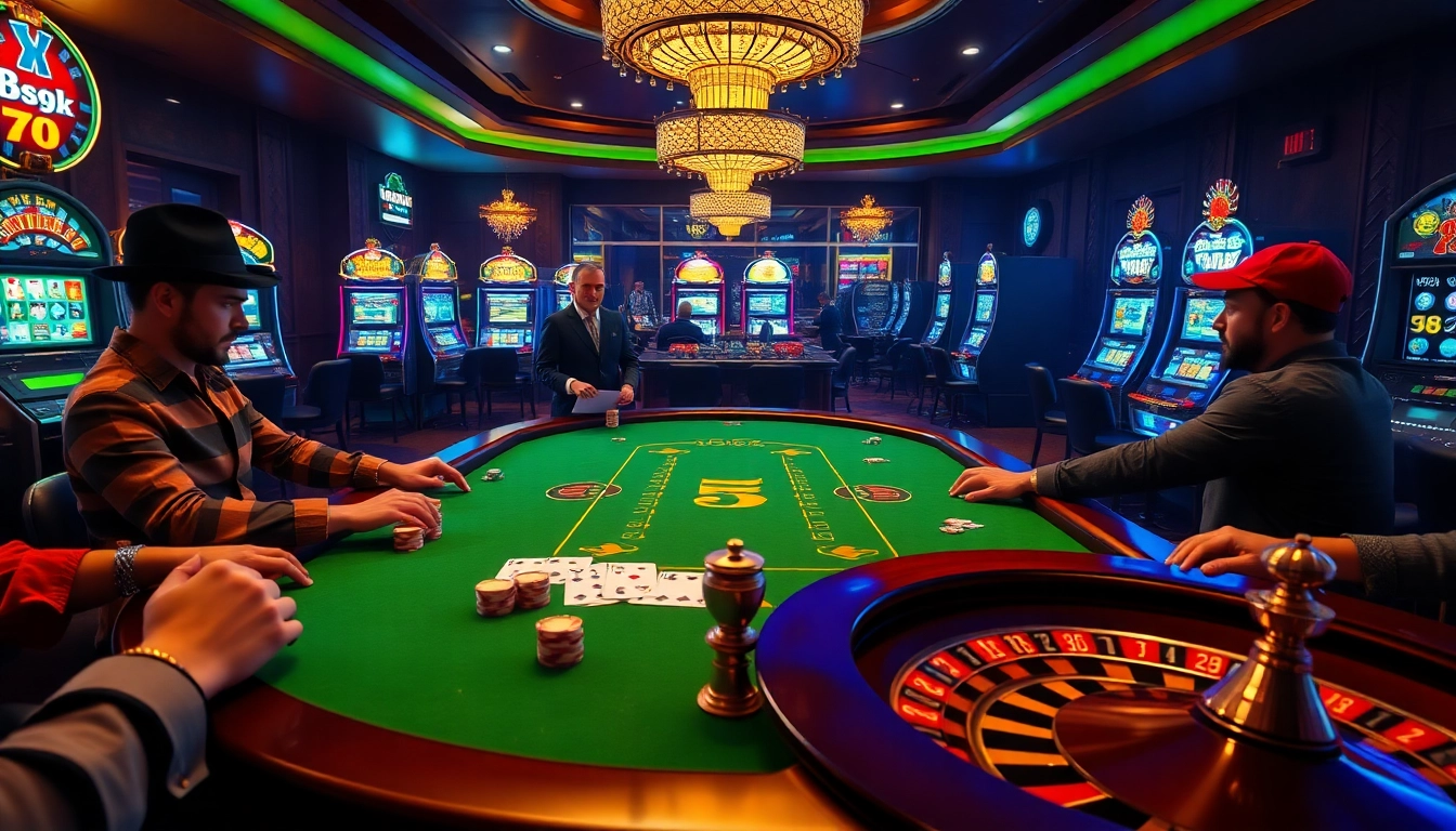 b52 poker table with players placing bets in a luxurious casino atmosphere
