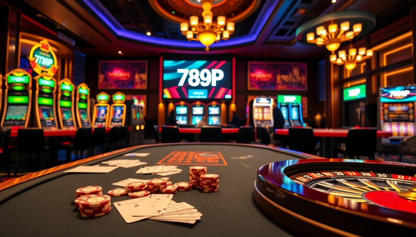 Experience thrilling poker excitement at 789P casino with vibrant gaming tables and luxury aesthetics.