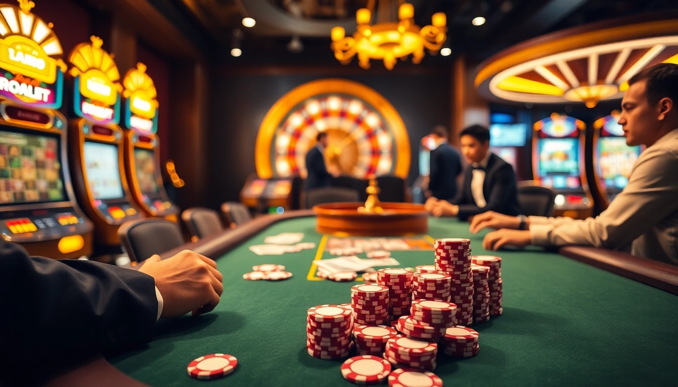 Experience the excitement of 99ok at a luxurious poker table with vibrant casino elements.
