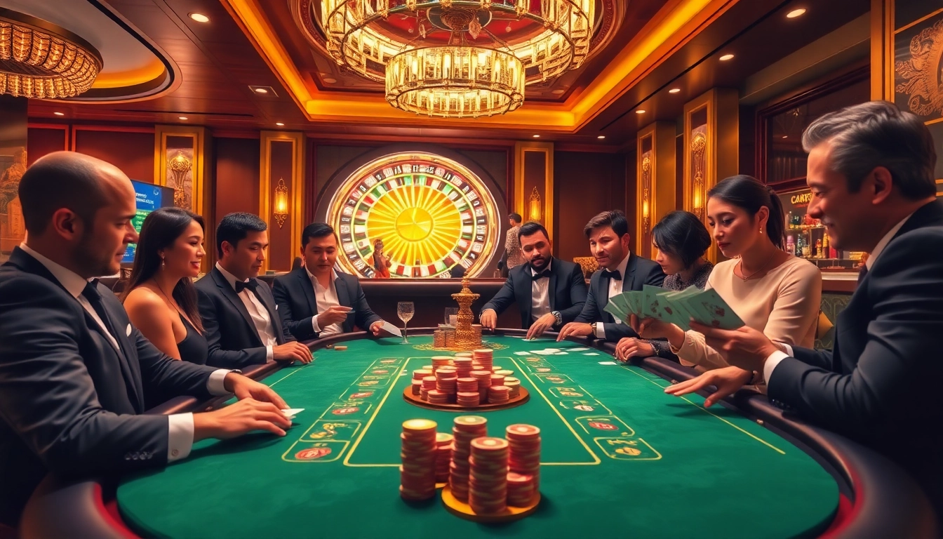 Engage in thrilling poker action at ee88e's luxurious casino, showcasing a vibrant atmosphere with chips and cards.