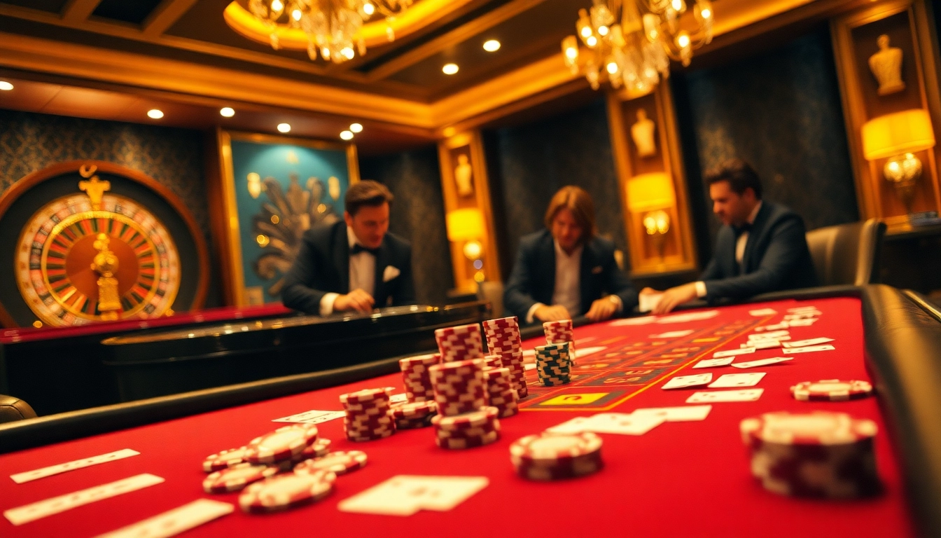 Experience the thrill of LUCK8 with vibrant casino action featuring poker chips and roulette.