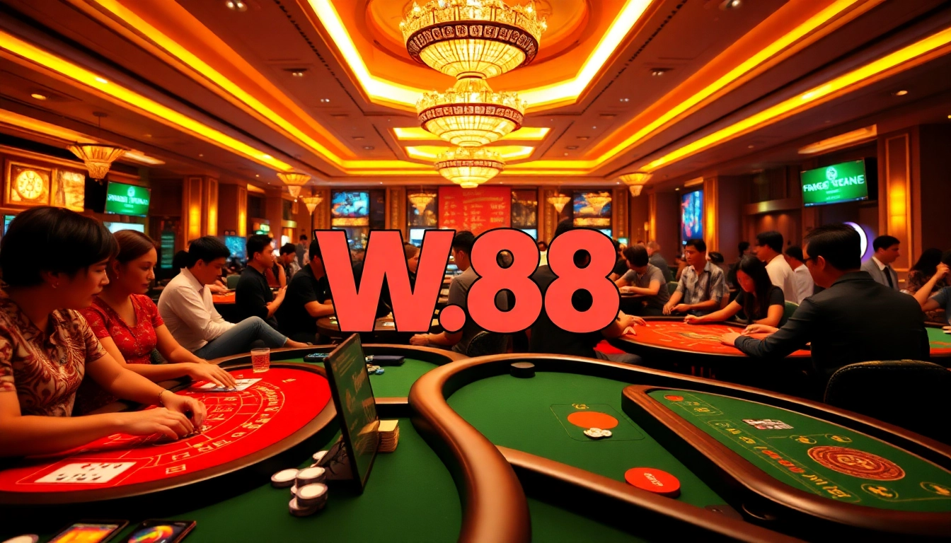 Exciting online casino scene at w88.nyc with diverse players at gaming tables.