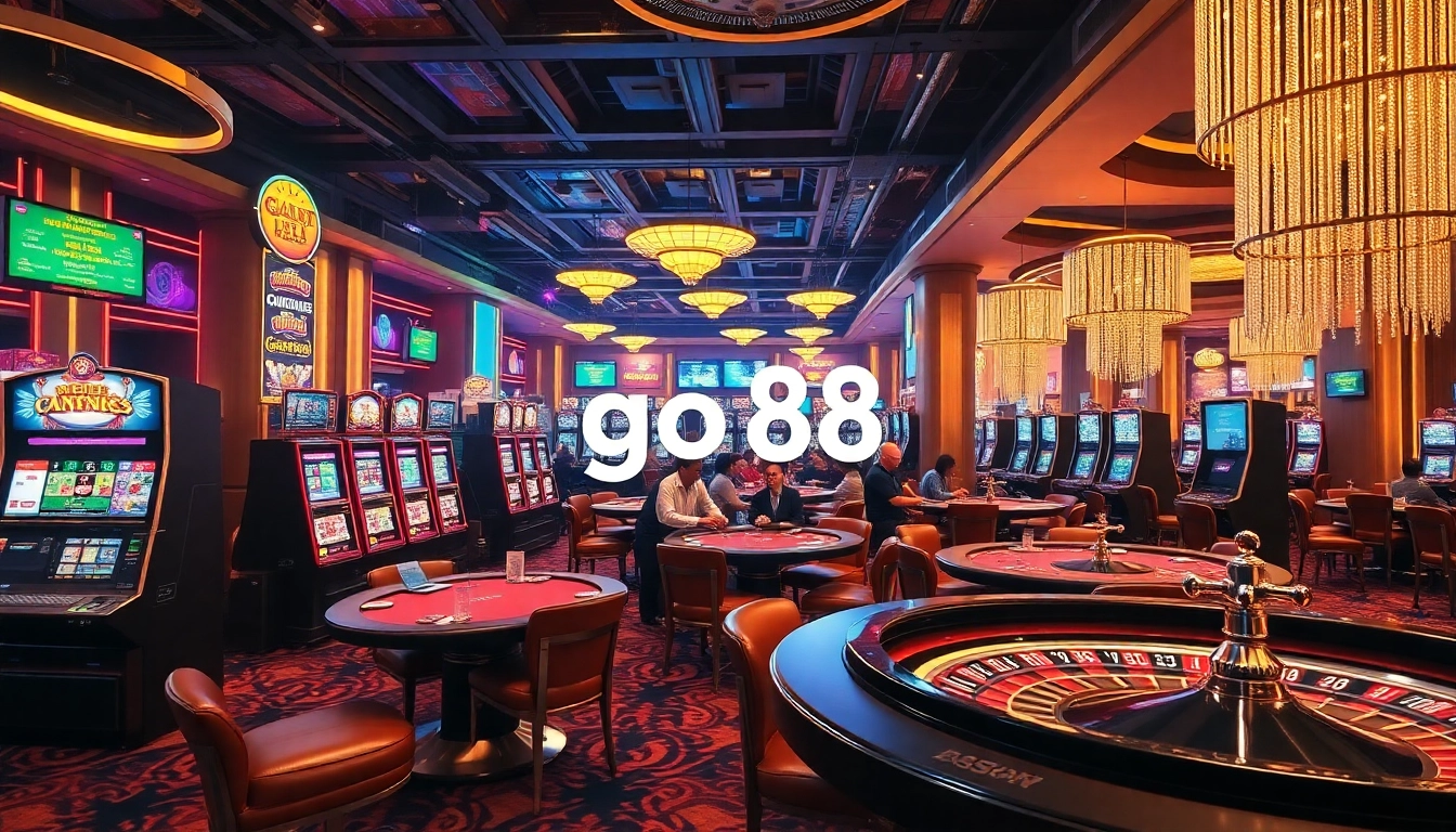 Experience the thrill at the go 88 casino with vibrant tables and exciting slot machines in action.