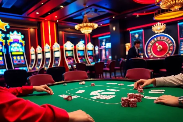 Experience the thrill of gambling at xx88 com with vibrant casino tables, cards, and slot machines.