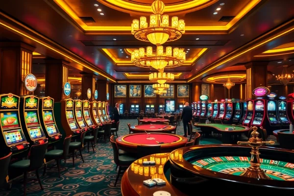 Experience the excitement of winning at https://aa888bet.us/ with luxurious casino gaming tables and vibrant slot machines.