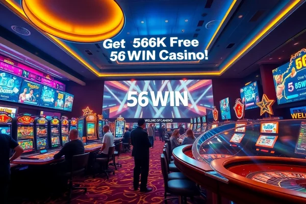 Experience the excitement of 56WIN casino with vibrant gaming ambiance and players enjoying their favorites.