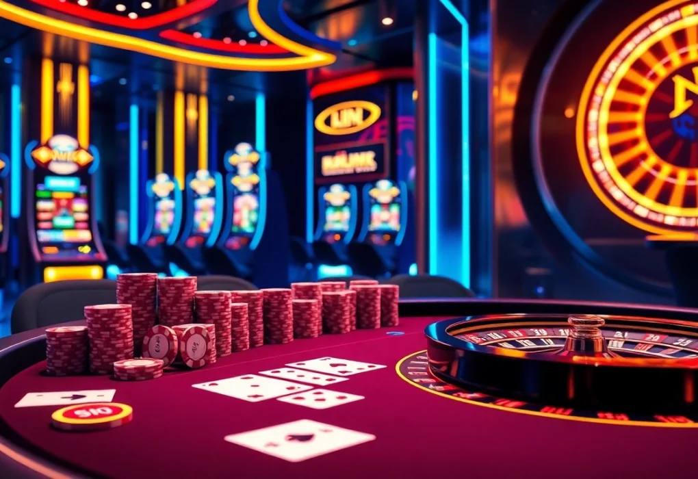 Experience thrilling gaming at our newphim-themed online casino, featuring vibrant slot machines and virtual tables.