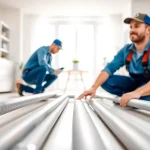Expert whole house repiping services Tampa showcased through a plumber at work in a modern home.