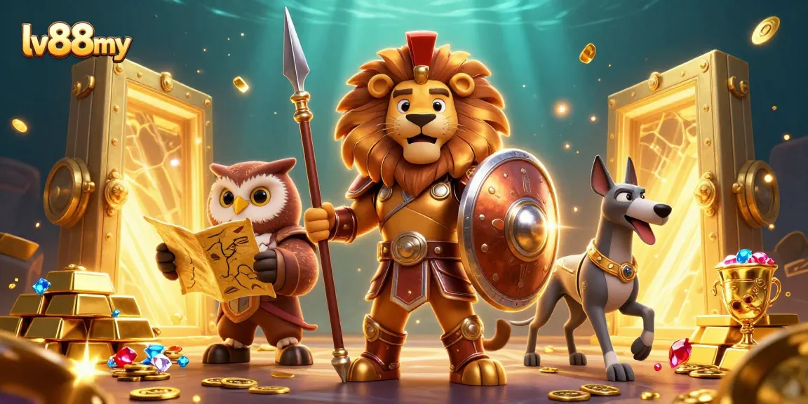 Experience thrilling wins at lv88my casino with our vibrant gold treasure illustration overflowing with riches.