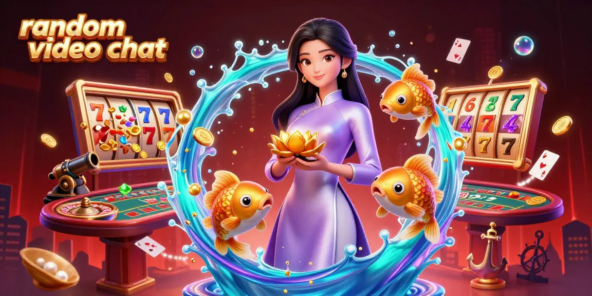 Engage in random video chat with vibrant imagery of an elegant woman in a gambling-themed scene.