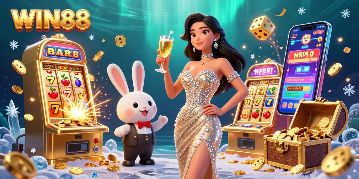 Win88 offers exhilarating gaming experiences with a lavish jackpot scene filled with golden coins and exciting gaming elements.