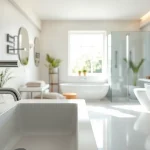 Ein modernes Badezimmer mit sonni sanitär Produkten, das Eleganz und Stil ausstrahlt.
