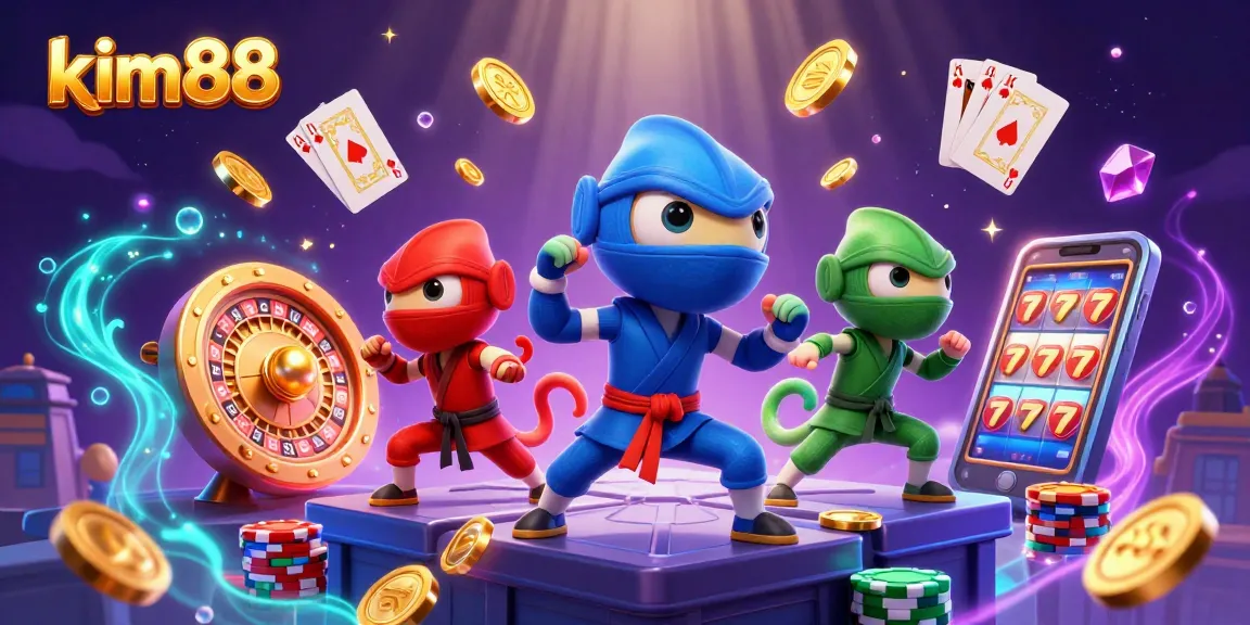 Experience thrilling action with kim88 as ninja chameleons perform martial arts in a vibrant casino world.