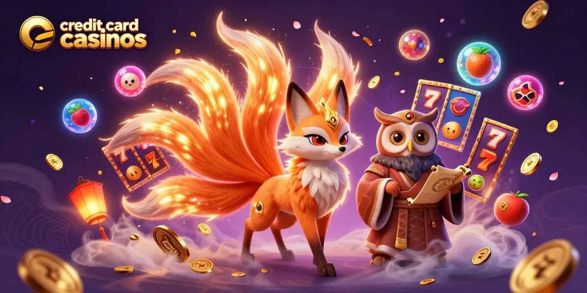 Experience the excitement of credit card casinos with vibrant slots and mystical characters in a stunning 3D illustration!