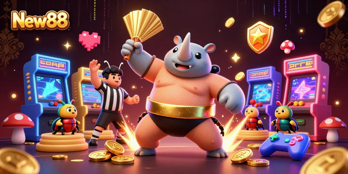 Engage with New88's exciting gaming experience featuring vibrant characters and rich casino elements.