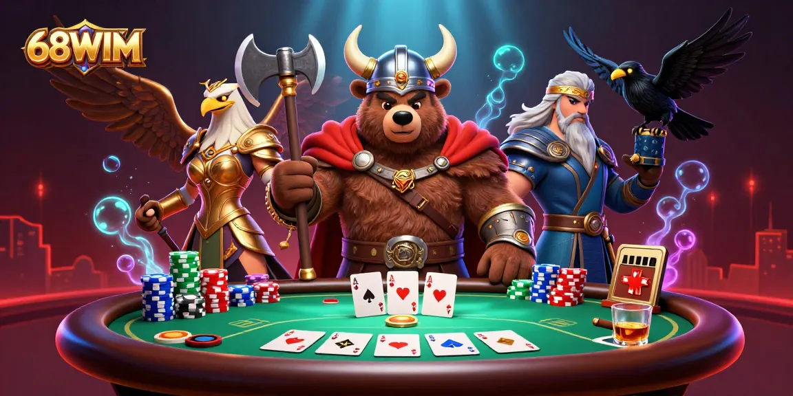 Join the action at 68WIM with a thrilling poker showdown featuring unique characters and excitement.