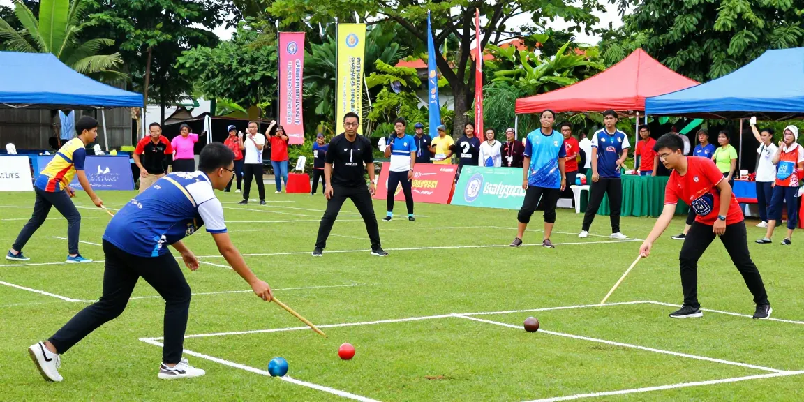 Exciting scene from the petanque tournament at fopikotabalikpap.org, highlighting players' precision and community spirit.