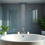 Experience elegant showers in a luxury bathroom, featuring a modern design and serene ambiance.