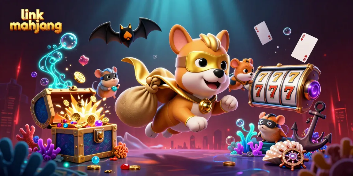 Play link mahjong with excitement as a superhero dog and hamster explore a dynamic casino-themed underwater world.