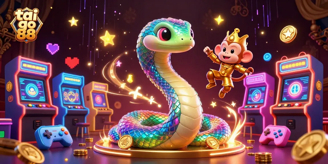 Experience tai go 88 with a vibrant scene of a rainbow serpent and monkey king amidst dynamic gaming elements.