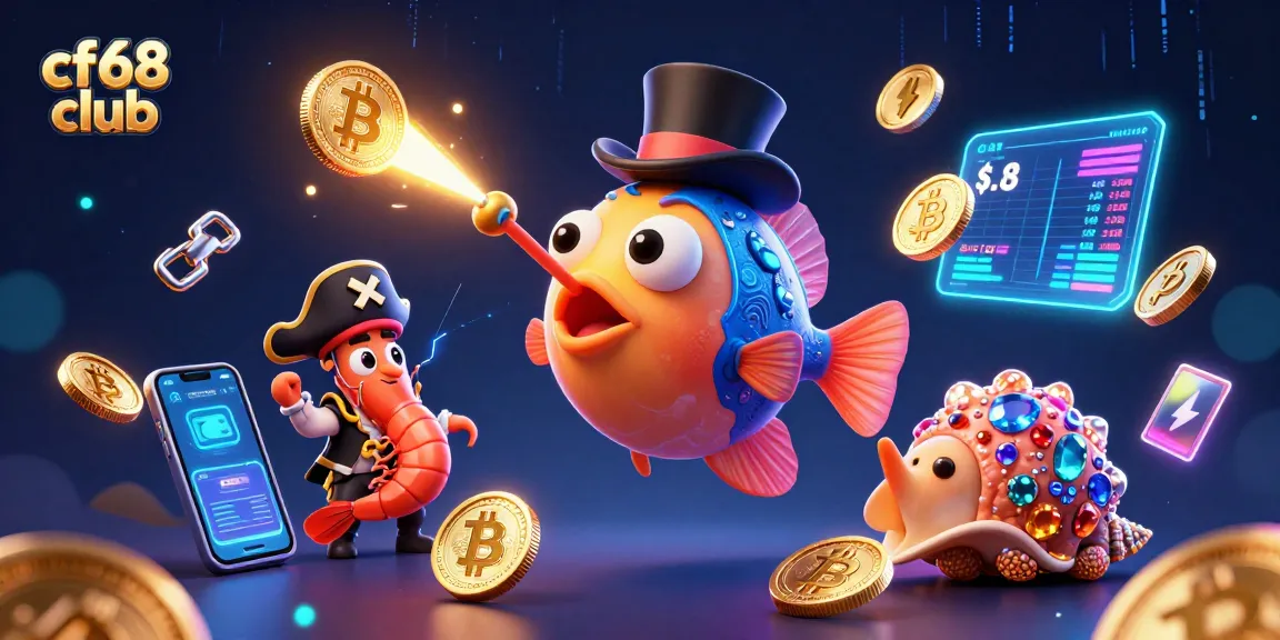Engage with the cf68 club's underwater treasure hunt featuring vibrant characters and crypto-themed elements.