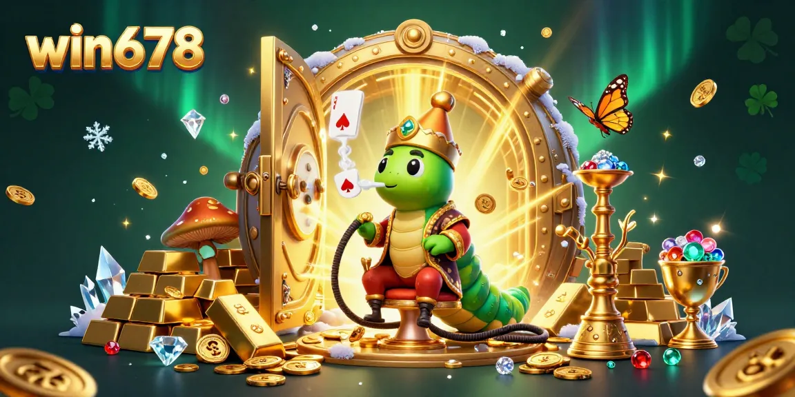 Experience the vibrant world of win678 with dynamic poker and casino elements in 3D illustration.