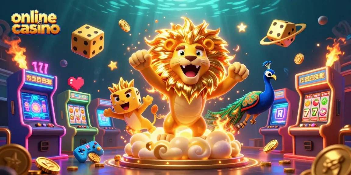 Experience the thrill of an online casino adventure with vibrant elements and characters.