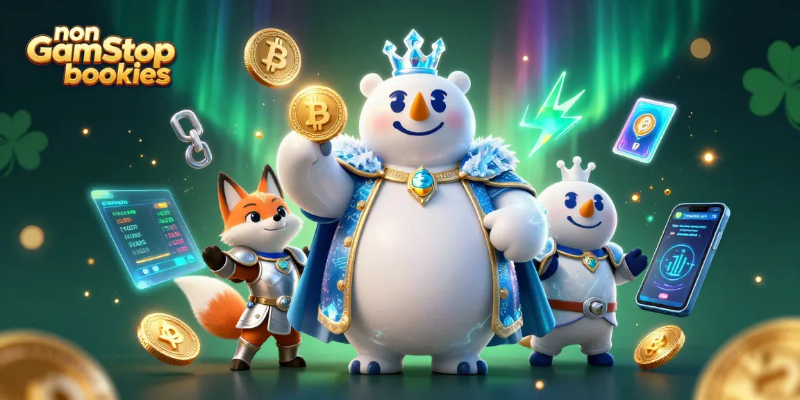 Experience thrilling action with non GamStop bookies featuring a polar bear and fox in a vibrant casino scene.