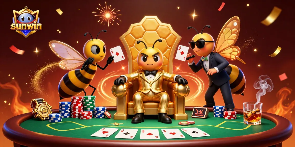 Experience the excitement of sunwin with high-stakes poker action in a vibrant 3D illustration.