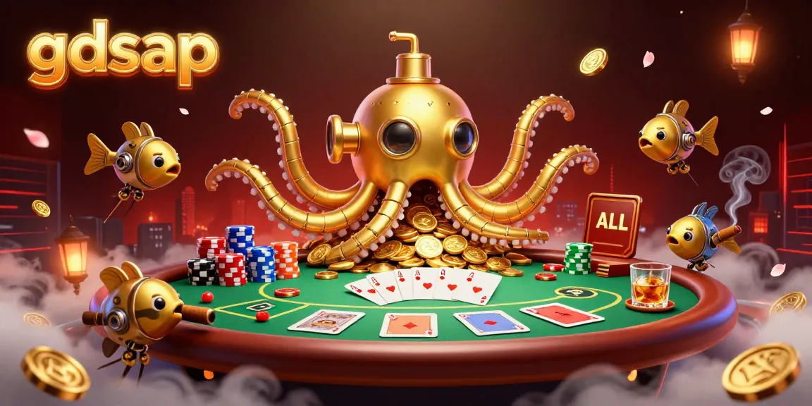 Experience the thrilling gdsap interactive casino scene with a golden kraken submarine and rich game elements.